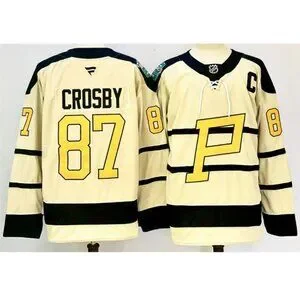 Mens Sidney Crosby Cream Stitched Jersey